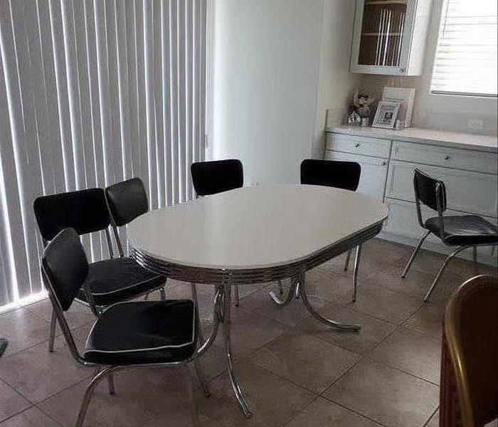 cleaned table and chairs from fire damaged